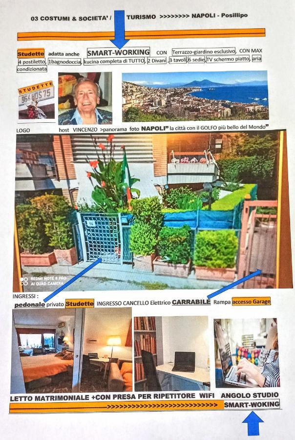 Monocamera Con Terrazzogiardino -Studette -Zona Panoramica Posillipo ナポリ エクステリア 写真